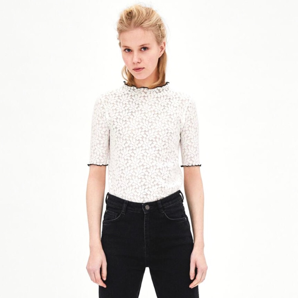 ZARA lace top with piping